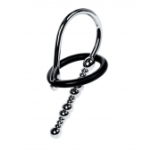 Серебристый уретральный плаг-бусины TOYFA Metal с мягким фиксириющим кольцом - ToyFa - купить с доставкой в Томске