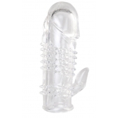 Прозрачная гелевая насадка с шипами и клиторальным отростком - 13 см. - Toyfa Basic - в Томске купить с доставкой Прозрачная гелевая насадка с шипами и клиторальным отростком - 13 см. - Toyfa Basic - в Томске купить с доставкой