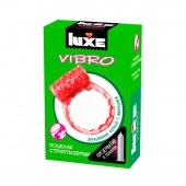 Розовое эрекционное виброкольцо Luxe VIBRO  Поцелуй стриптизёрши  + презерватив - Luxe - в Томске купить с доставкой