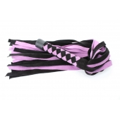 Черно-розовая плеть из замши - 58 см. - БДСМ Арсенал - купить с доставкой в Томске