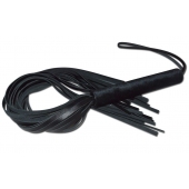 Чёрная кожаная плеть с жесткой ручкой - 63 см. - Sitabella - купить с доставкой в Томске