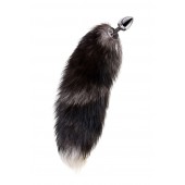 Серебристая металлическая анальная втулка с хвостом чернобурой лисы - размер S - ToyFa - купить с доставкой в Томске