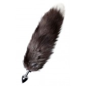 Серебристая металлическая анальная втулка с хвостом чернобурой лисы - размер S - ToyFa - купить с доставкой в Томске