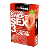 Презервативы для орального секса DOMINO Sweet Sex с ароматом клубничного коктейля  - 3 шт. - Domino - купить с доставкой в Томске