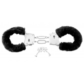 Меховые чёрные наручники Beginner s Furry Cuffs - Pipedream - купить с доставкой в Томске