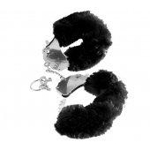 Металлические наручники Furry Love Cuffs с черным мехом - Pipedream - купить с доставкой в Томске