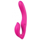 Ярко-розовый безремневой страпон REMOTE DOUBLE DIPPER - 22 см. - Dream Toys - купить с доставкой в Томске