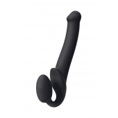 Черный безремневой страпон Silicone Bendable Strap-On M - Strap-on-me - купить с доставкой в Томске