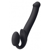 Черный безремневой страпон Silicone Bendable Strap-On M - Strap-on-me - купить с доставкой в Томске
