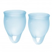 Набор голубых менструальных чаш Feel confident Menstrual Cup - Satisfyer - купить с доставкой в Томске