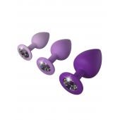 Набор из 3 фиолетовых анальных пробок со стразами Little Gems Trainer Set - Pipedream - купить с доставкой в Томске