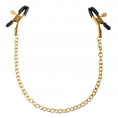 Чёрные с золотом зажимы на соски Gold Chain Nipple Clamps - Pipedream - купить с доставкой в Томске
