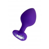 Фиолетовая анальная втулка Diamond Heart с прозрачным кристаллом - 8 см. - ToyFa - купить с доставкой в Томске