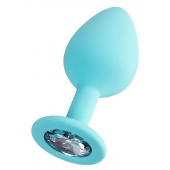 Мятная анальная втулка Brilliant с прозрачным кристаллом - 8 см. - ToyFa - купить с доставкой в Томске