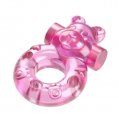 Розовое эрекционное виброкольцо на пенис Pink Bear - Baile - в Томске купить с доставкой