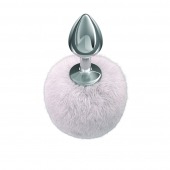 Серебристая анальная пробка с белым пушистым хвостиком Twinkle - Lola Games - купить с доставкой в Томске