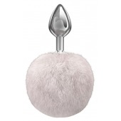 Серебристая анальная пробка с белым пушистым хвостиком Twinkle - Lola Games - купить с доставкой в Томске