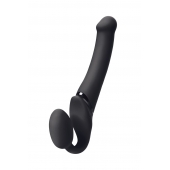 Черный безремневой вибрострапон Silicone Bendable Strap-On M - Strap-on-me - купить с доставкой в Томске