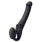 Черный безремневой вибрострапон Silicone Bendable Strap-On M - Strap-on-me - купить с доставкой в Томске