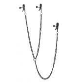 Черные зажимы на соски и клитор на цепочке DELUXE NIPPLE   CLIT CLAMPS - Dream Toys - купить с доставкой в Томске