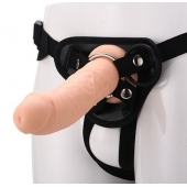 Черные трусики с телесной насадкой STRAP ON REAL DILDO - 21 см. - Dream Toys - купить с доставкой в Томске