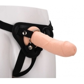 Черные трусики с телесной насадкой STRAP ON REAL DILDO - 21 см. - Dream Toys - купить с доставкой в Томске