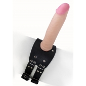Черный узкий пояс на бедро с телесной насадкой - LOVETOY (А-Полимер) - купить с доставкой в Томске