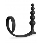 Черная анальная цепочка с эрекционным кольцом Ass-gasm Cockring Anal Beads - Pipedream - в Томске купить с доставкой