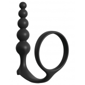 Черная анальная цепочка с эрекционным кольцом Ass-gasm Cockring Anal Beads - Pipedream - в Томске купить с доставкой