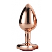 Золотистая анальная втулка с кристаллом-сердечком розового цвета - 7,1 см. - Dream Toys - купить с доставкой в Томске