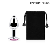 Серебристая анальная пробка с малиновым кристаллом - 7,2 см. - Anal Jewelry Plug - купить с доставкой в Томске