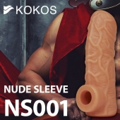 Телесная открытая насадка-реалистик с подхватом мошонки Nude Sleeve L - 14 см. - KOKOS - в Томске купить с доставкой