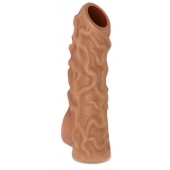 Телесная насадка с венками и открытой головкой Nude Sleeve M - 12 см. - KOKOS - в Томске купить с доставкой