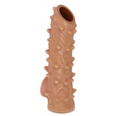 Телесная насадка с шипами и открытой головкой Nude Sleeve L - 14 см. - KOKOS - в Томске купить с доставкой