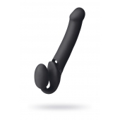 Черный безремневой вибрострапон Vibrating Bendable Strap-On L - Strap-on-me - купить с доставкой в Томске