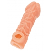 Телесная закрытая насадка с венками Cock Sleeve Size L - 17,6 см. - KOKOS - в Томске купить с доставкой