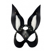 Черная маска зайки с белым мехом на ушках Miss Bunny - БДСМ Арсенал - купить с доставкой в Томске