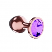 Пробка цвета розового золота с фиолетовым кристаллом Diamond Amethyst Shine S - 7,2 см. - Lola Games - купить с доставкой в Томске