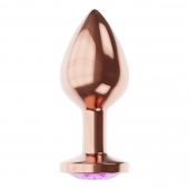 Пробка цвета розового золота с фиолетовым кристаллом Diamond Amethyst Shine S - 7,2 см. - Lola Games - купить с доставкой в Томске