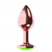 Пробка цвета розового золота с лаймовым кристаллом Diamond Emerald Shine S - 7,2 см. - Lola Games - купить с доставкой в Томске