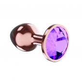 Пробка цвета розового золота с фиолетовым кристаллом Diamond Amethyst Shine L - 8,3 см. - Lola Games - купить с доставкой в Томске