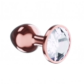 Пробка цвета розового золота с прозрачным кристаллом Diamond Moonstone Shine L - 8,3 см. - Lola Games - купить с доставкой в Томске