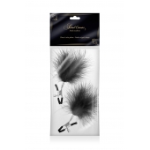 Зажимы на соски с черными пуховыми кисточками Sweet Caress Feather Nipple Clumps - Sweet Caress - купить с доставкой в Томске