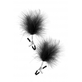 Зажимы на соски с черными пуховыми кисточками Sweet Caress Feather Nipple Clumps - Sweet Caress - купить с доставкой в Томске