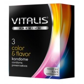 Цветные ароматизированные презервативы VITALIS PREMIUM color   flavor - 3 шт. - Vitalis - купить с доставкой в Томске