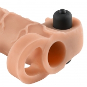 Телесная вибронасадка с кольцом Vibrating Real Feel 2 Extension - 16 см. - Pipedream - в Томске купить с доставкой