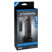 Чёрная вибронасадка с кольцом Vibrating Real Feel 2 Extension - 16 см. - Pipedream - в Томске купить с доставкой