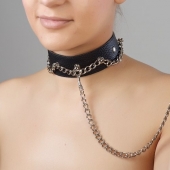 Чёрный ошейник из натуральной кожи - Sitabella - купить с доставкой в Томске