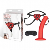 Красный поясной фаллоимитатор Red Heart Strap on Harness   5in Dildo Set - 12,25 см. - Lux Fetish - купить с доставкой в Томске