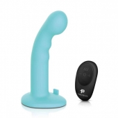 Голубая изогнутая насадка 6in Remote Control Ripple P-Spot G-Spot на черных трусиках - 16 см. - Pegasus - купить с доставкой в Томске